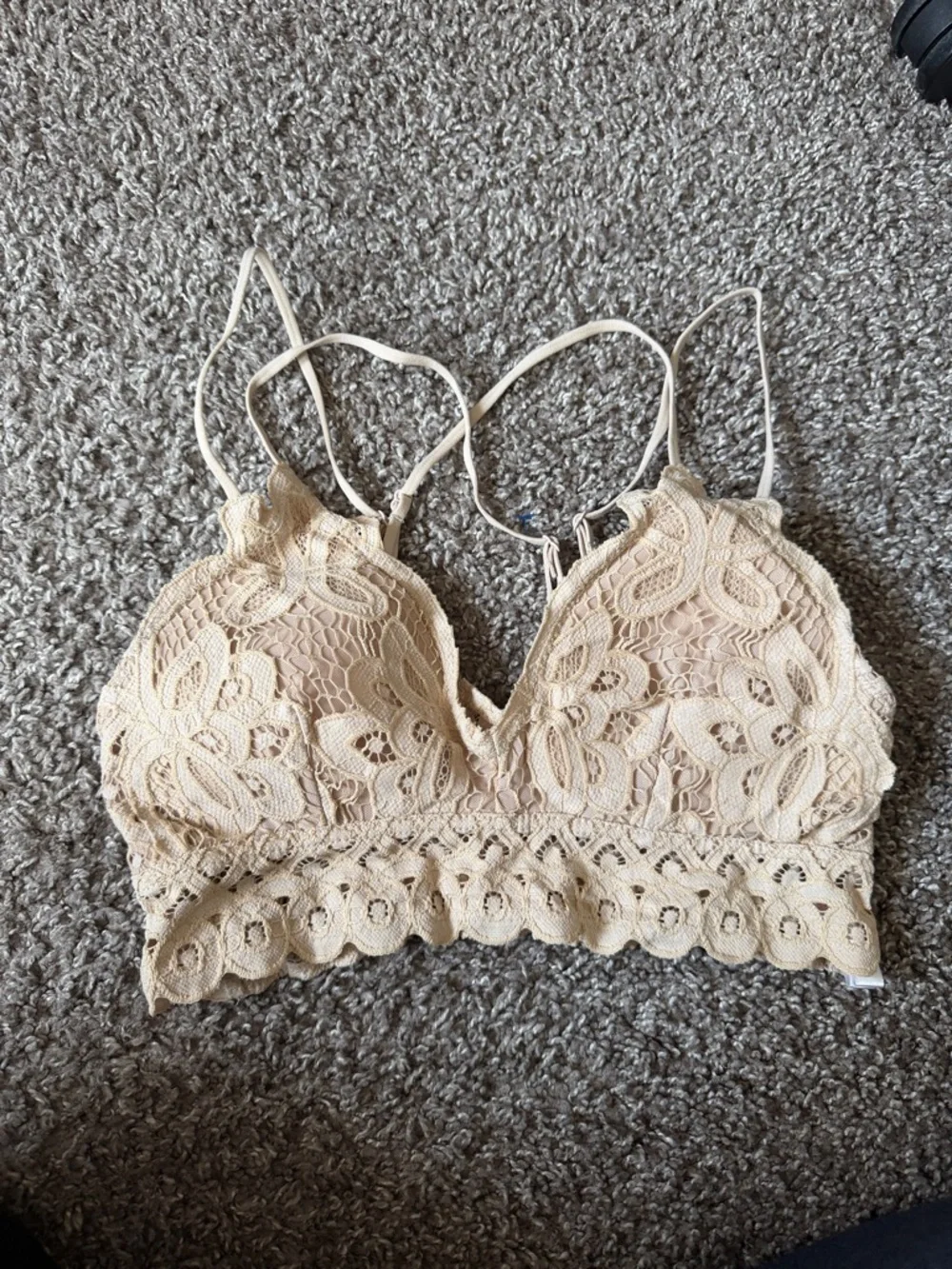 Pink Lily Lace Bralette in Beige size medium - Picture 2 of 5